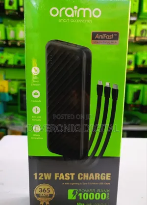 Oraimo P5101 12w Fast Charge Powerbank With Cables