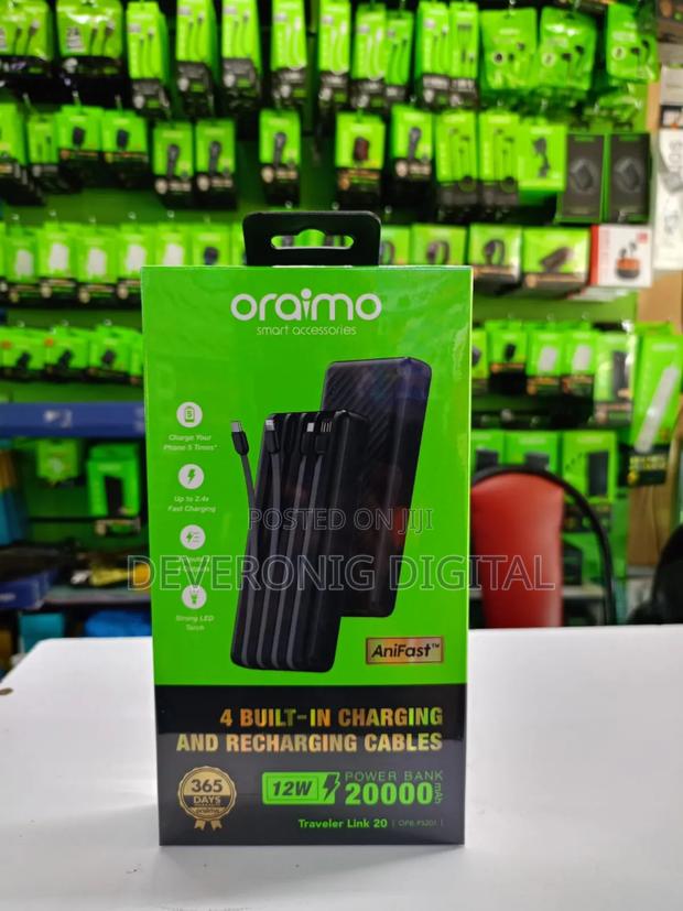 Oraimo Traveler Link 20 Opb-P5201 Powerbank With Inbuilt Cables.