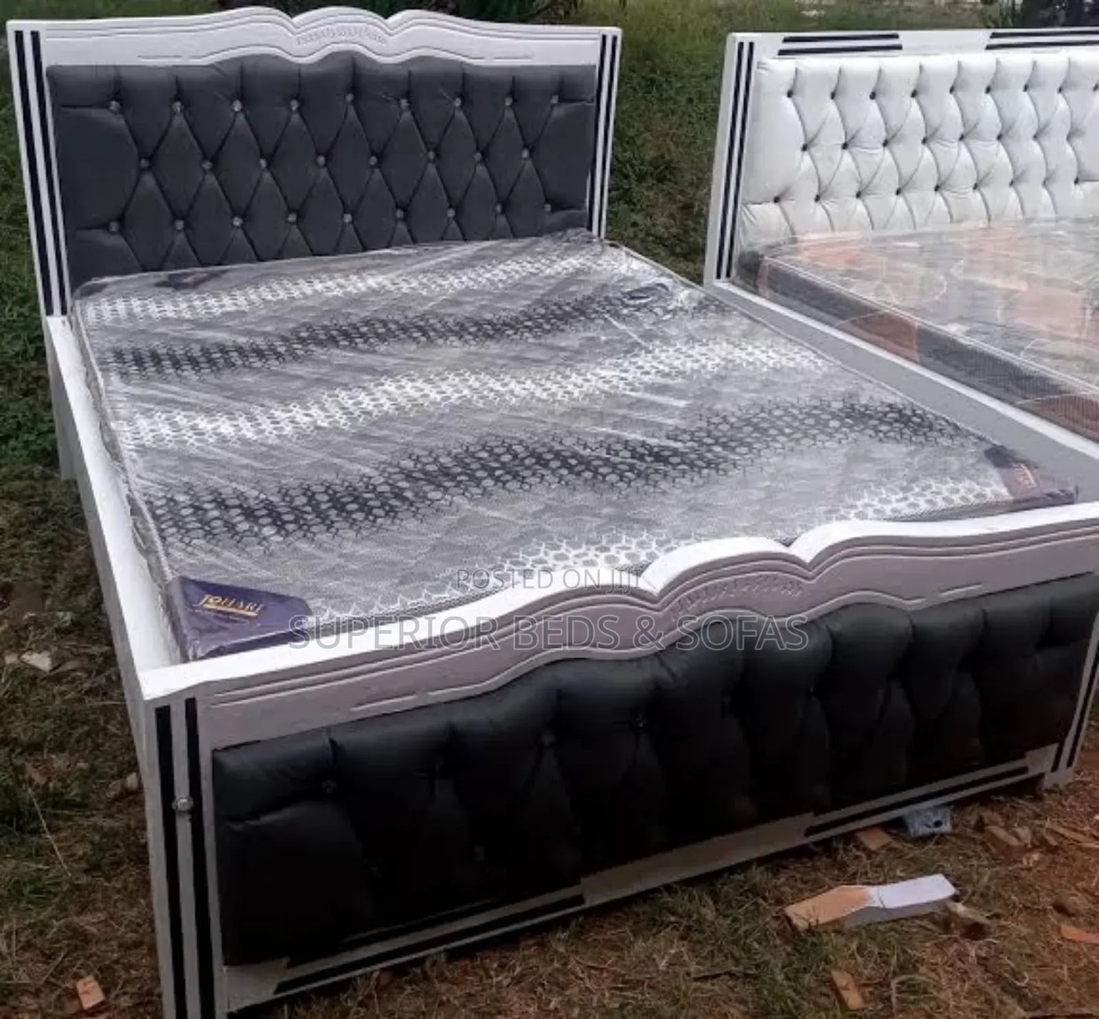 Tufted Upholstered Wooden Bed Size 5 by 6.