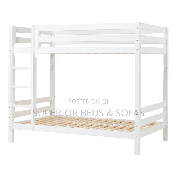 4 by 6 White Wooden Double Decker Bed