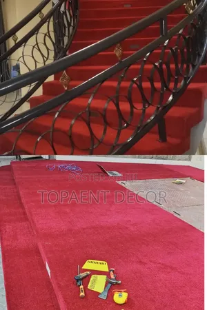Red Plain And Fluffy 10mm Thick Wall To Wall Carpets