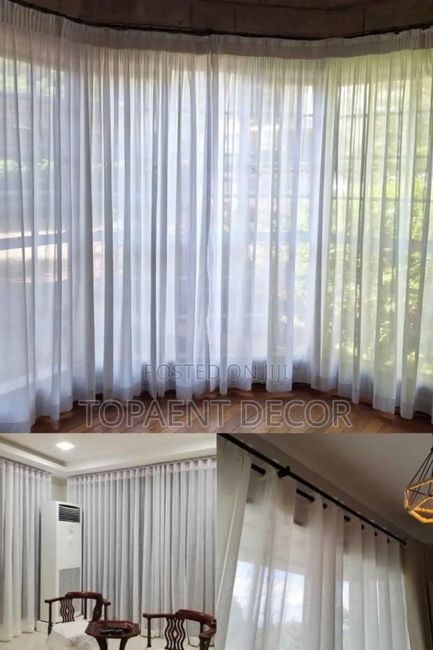 Plain White ,Hook And Ring Tape Window Sheers - main view