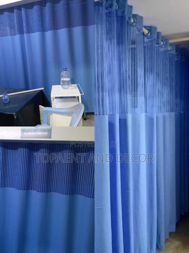 Safety Standards Blue Hospital Curtains