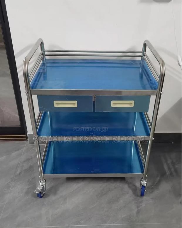 Instrument Trolley With Two Shelves and Drawers - main view