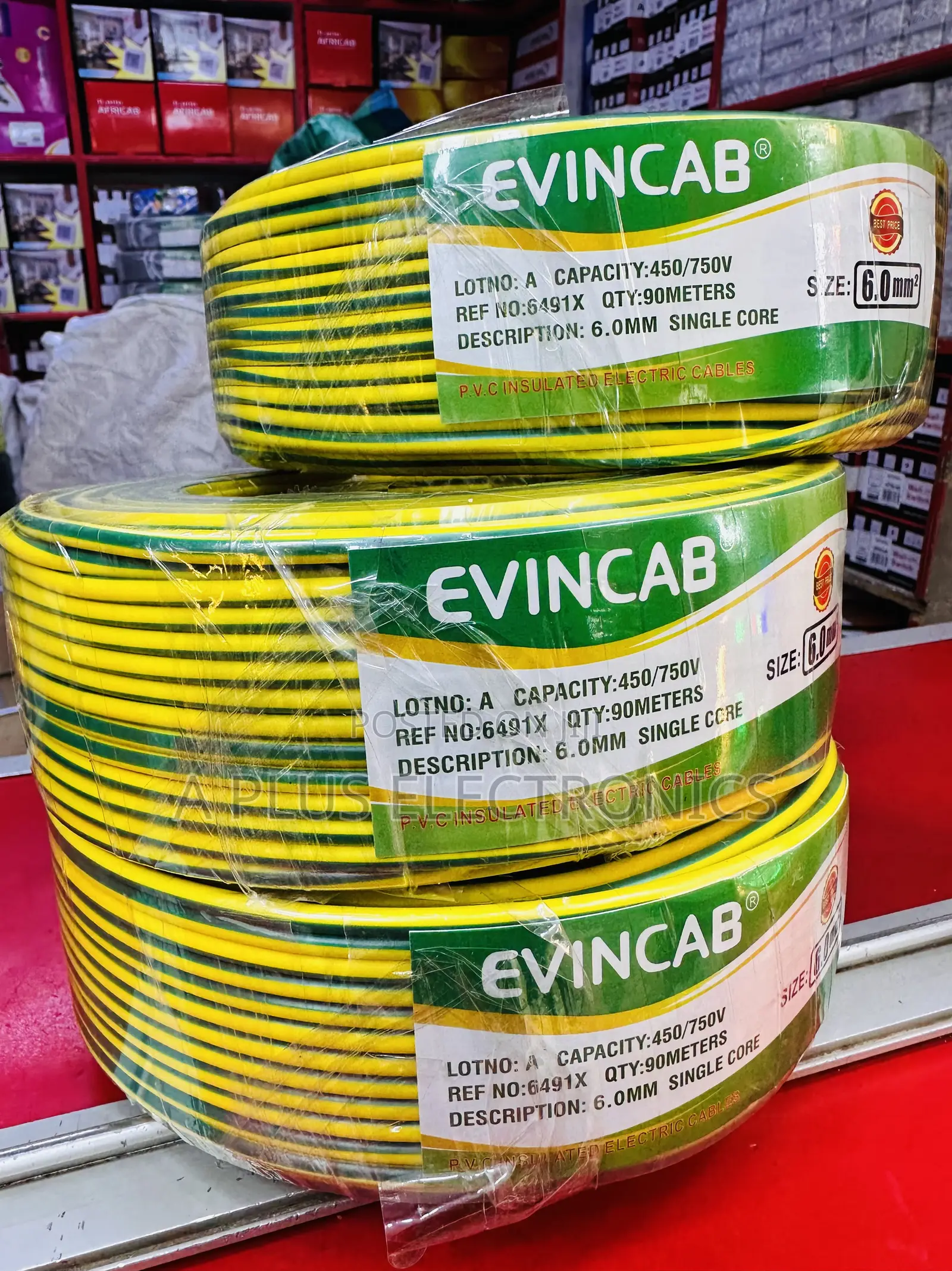 Evincab 6.0mm Single Core Wiring Cable 90m Wire(Yellow Green)-Standard