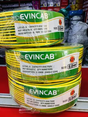 Evincab 6.0mm Single Core Wiring Cable 90m Wire(Yellow Green)-Standard