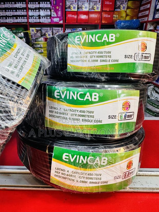 Evincab 6.0mm Single Core Wiring Cable 90m Wire(Black) – Pure Copper - thumbnail 2