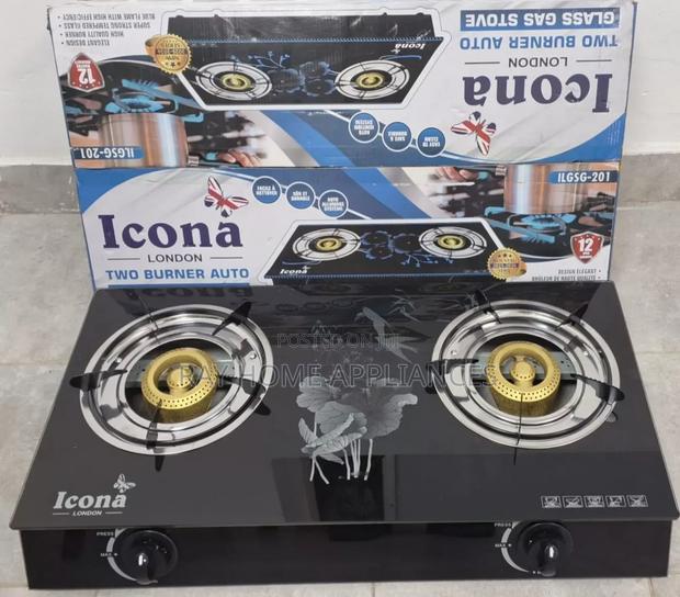 Icona 2 Burner Gas Stove Glass Top Cooker