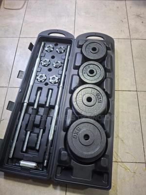 50 Kg Adjustable Cast Iron Dumbbell and Barbell Set in a Carry Case - main view