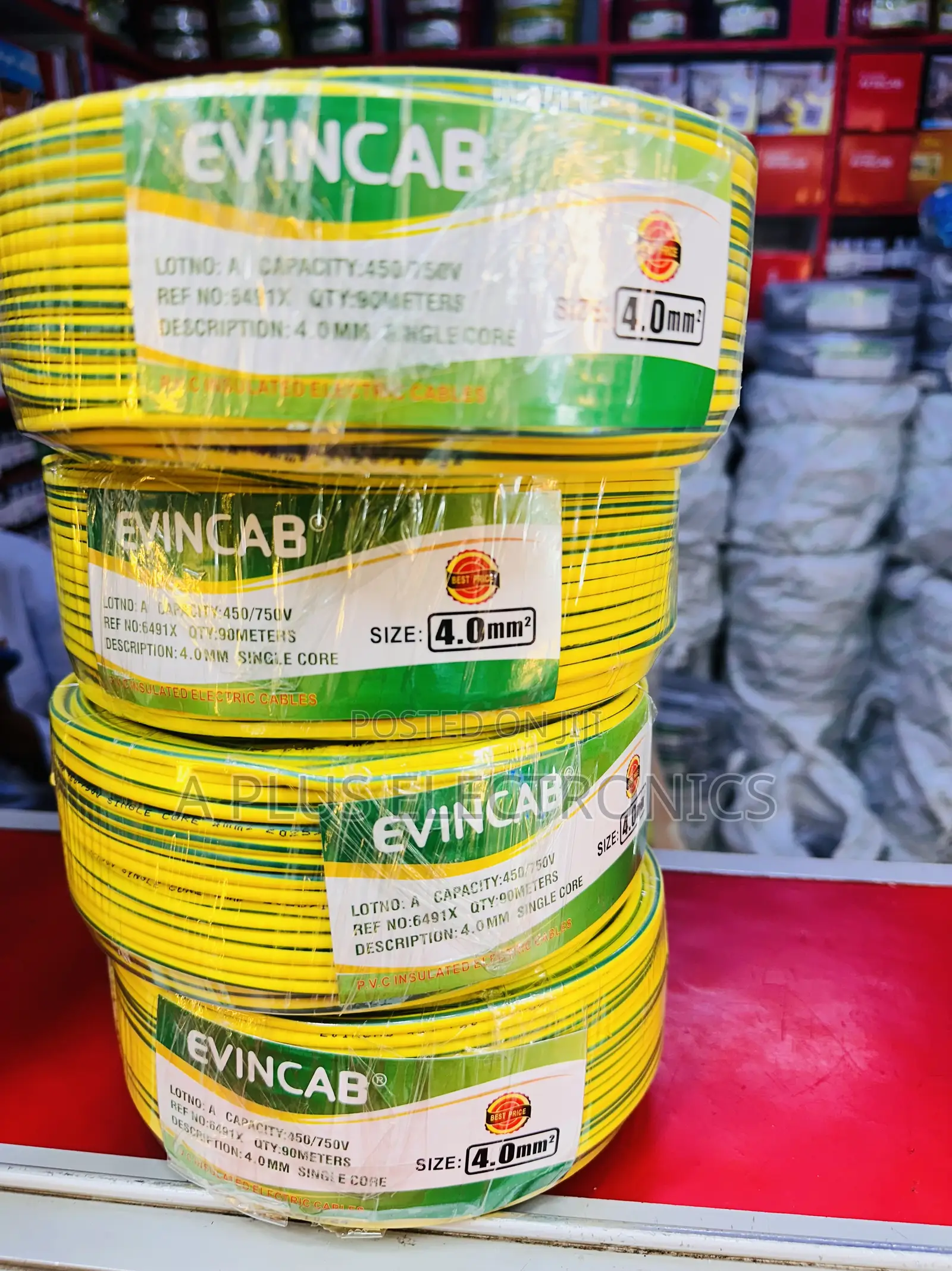 Evincab 4.0mm Single Core Cable 90m(Yellow Green) – Heavy Duty