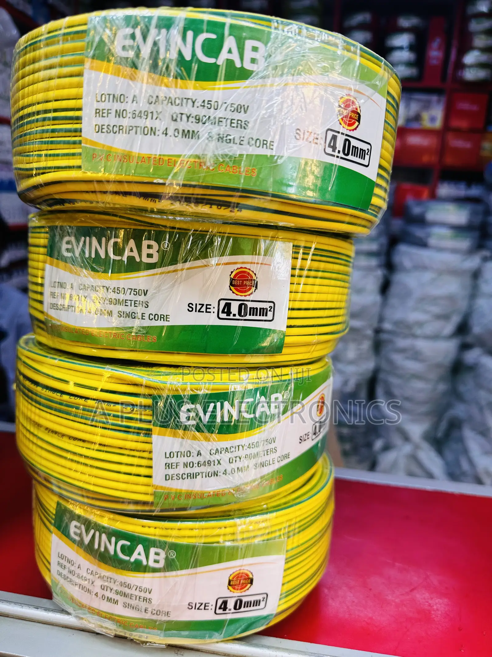 Evincab 4.0mm Single Core Cable 90m(Yellow Green) – Heavy Duty