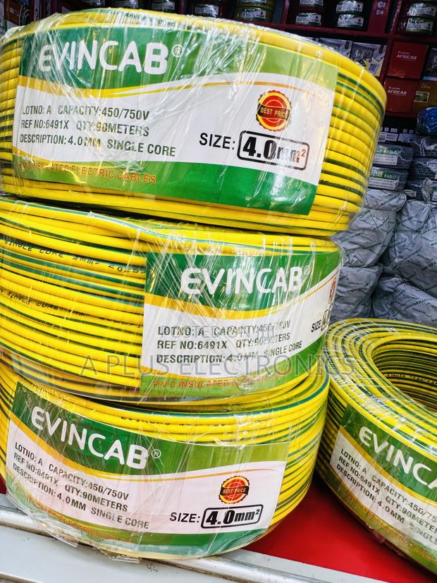 Evincab 4.0mm Single Core Cable 90m(Yellow Green) – High Quality