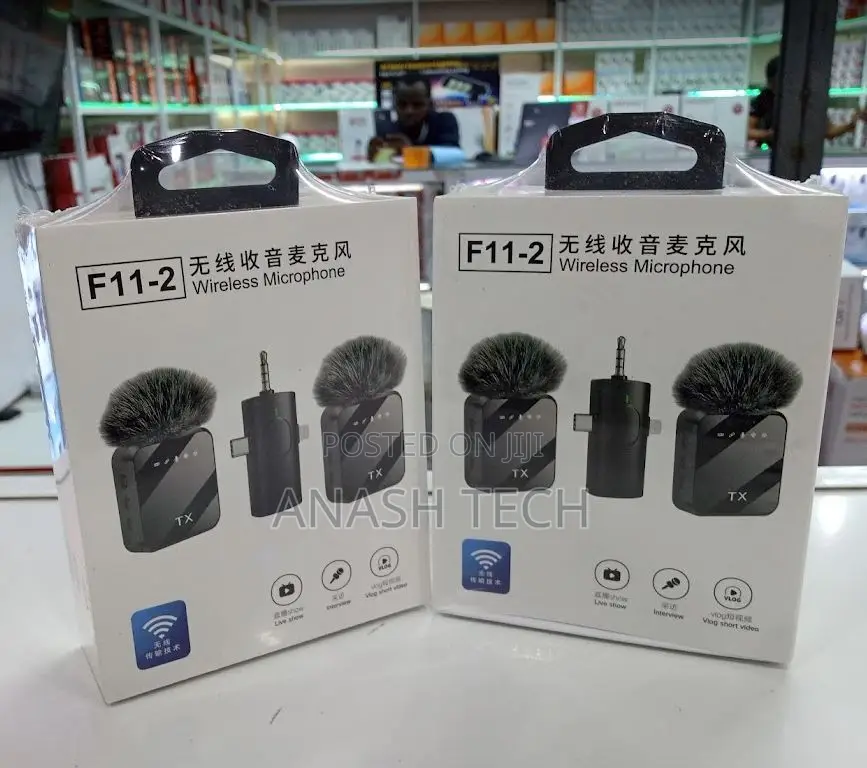 F11-2 Wireless Lavalier Microphone Dual Mic for iPhone Android
