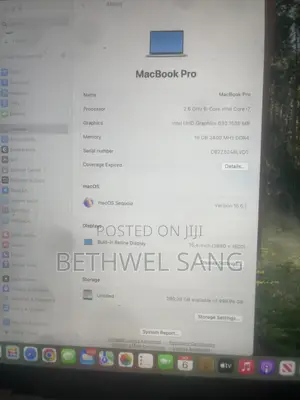 New Laptop Apple MacBook Pro 16GB Intel Core i7 SSD 500GB