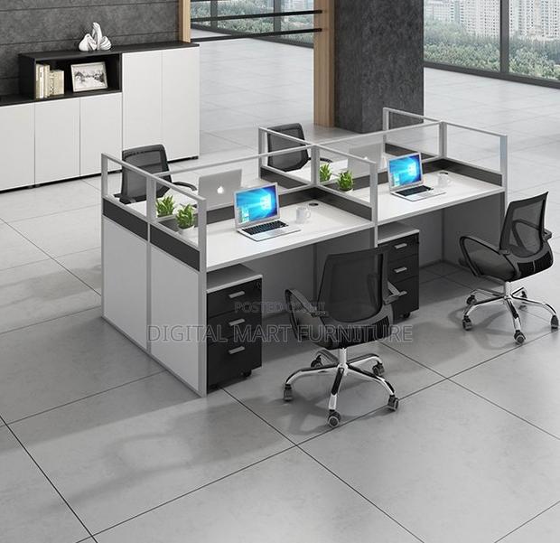 White Curved Modern Workstation Office Desk - thumbnail 5