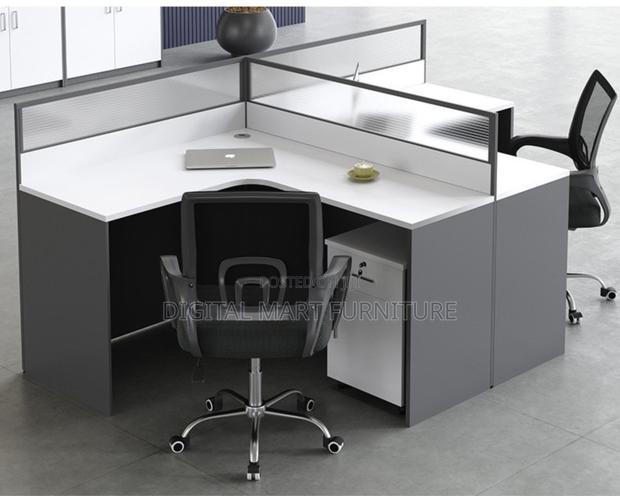 White Curved Modern Workstation Office Desk - thumbnail 4