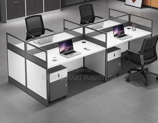 White Curved Modern Workstation Office Desk - thumbnail 7