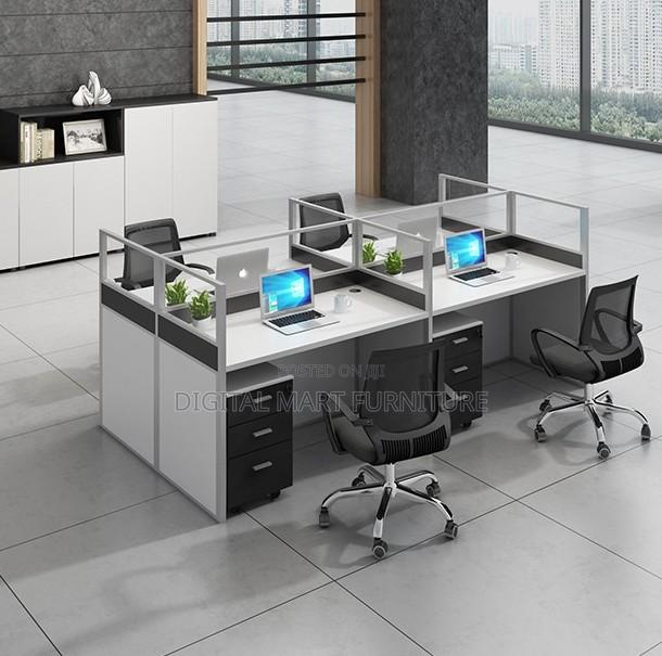 White Curved Modern Workstation Office Desk - thumbnail 8