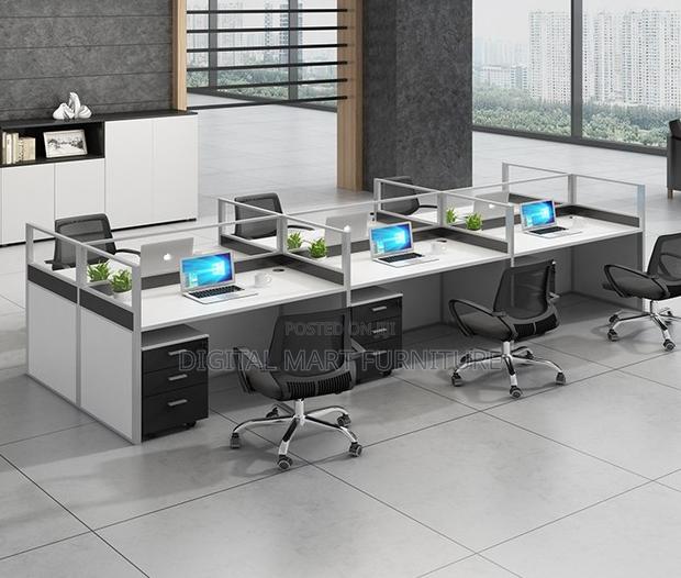 White Curved Modern Workstation Office Desk - thumbnail 9