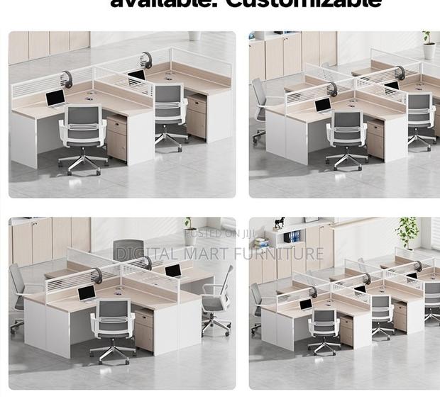 White Curved Modern Workstation Office Desk - thumbnail 10