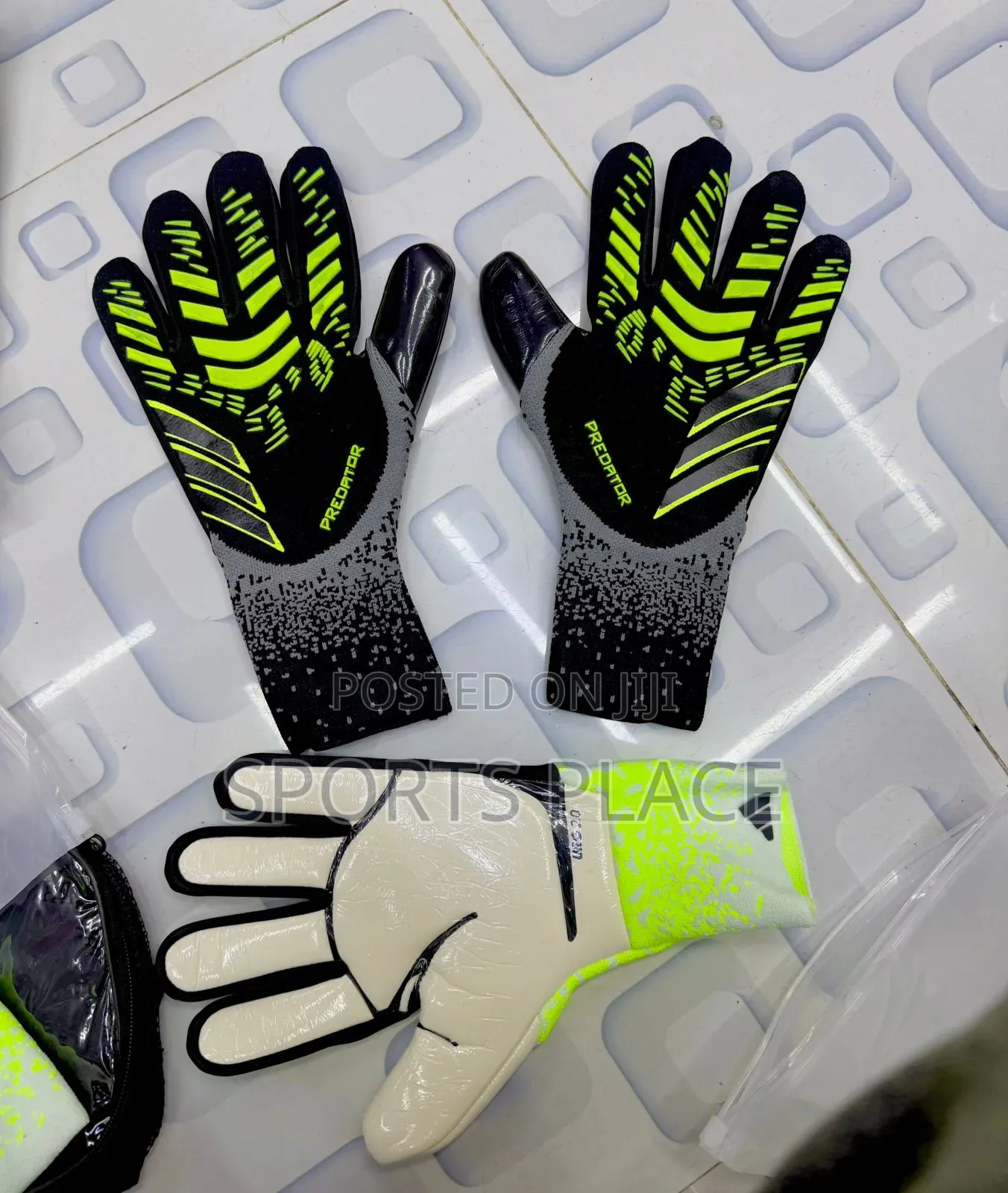 Predator Elite Blackout Gloves - With Neon Green- Goalkeeper Gloves