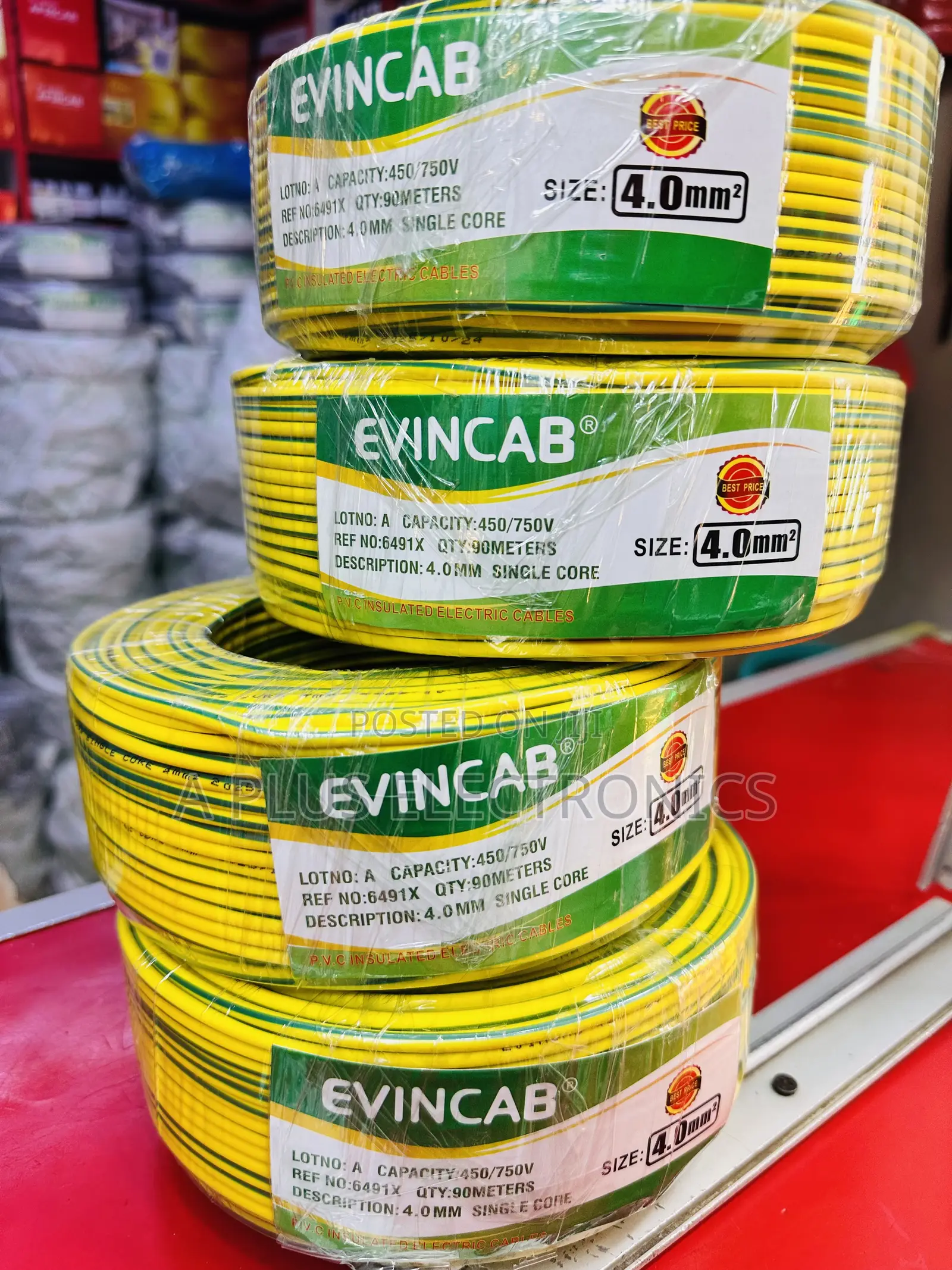 Evincab 4.0mm Single Core Cable 90m(Yellow Green) –Grounding