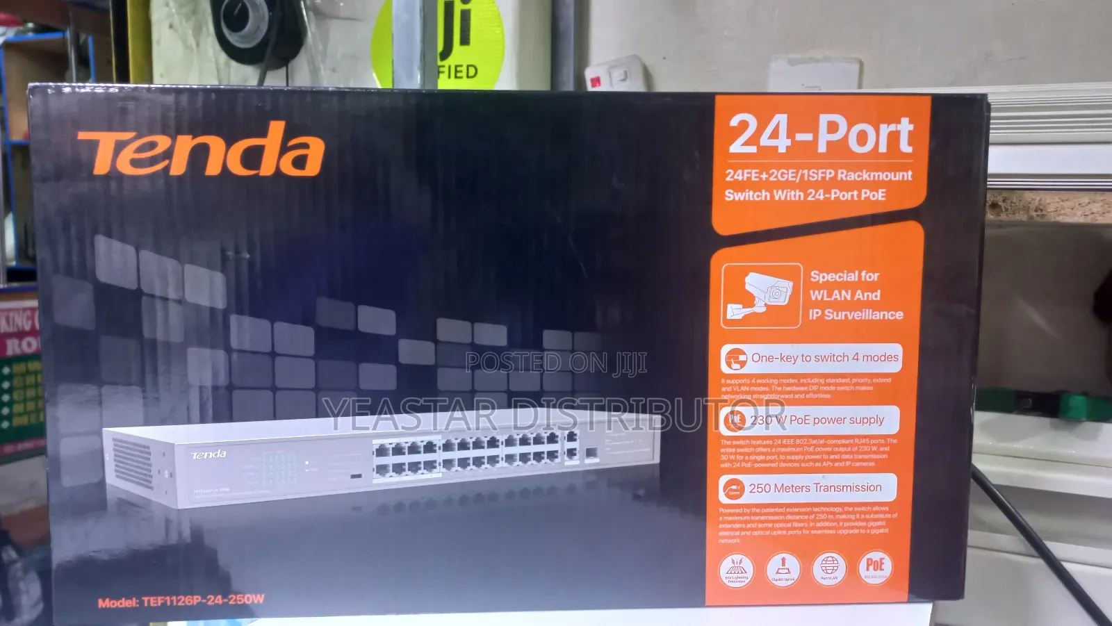 Tenda Tef1126p-24-250w 24 Port Poe Switch