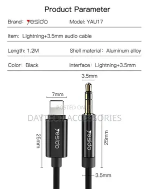 Yesido Lightning to 3.5mm High Transmission Anti-Noise Aux