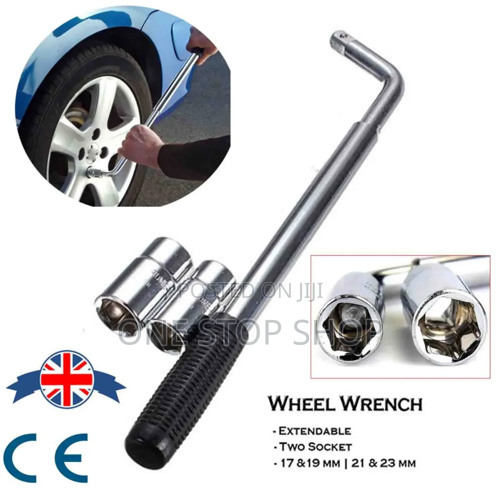 L Type Telescopic Wheel Nut Wrench Socket Tyre Spanner 17/19/21/23mm