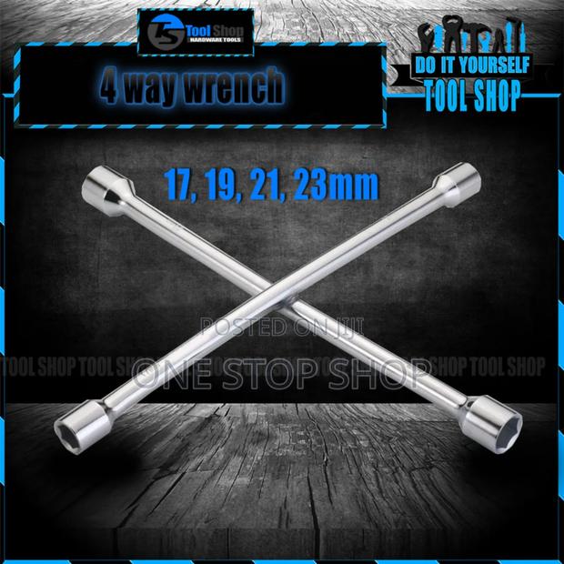Universal Lug Chrome 4way Cross Spanner With 17/19/21/23mm Sizes - thumbnail 3