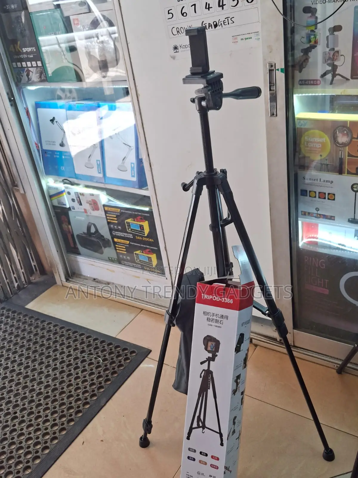 Tripod-3366 Adjustable Aluminium Tripod With Phone Holder