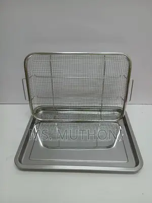 Stainless Steel Air Fryer Basket and Tray Set for Oven Use.