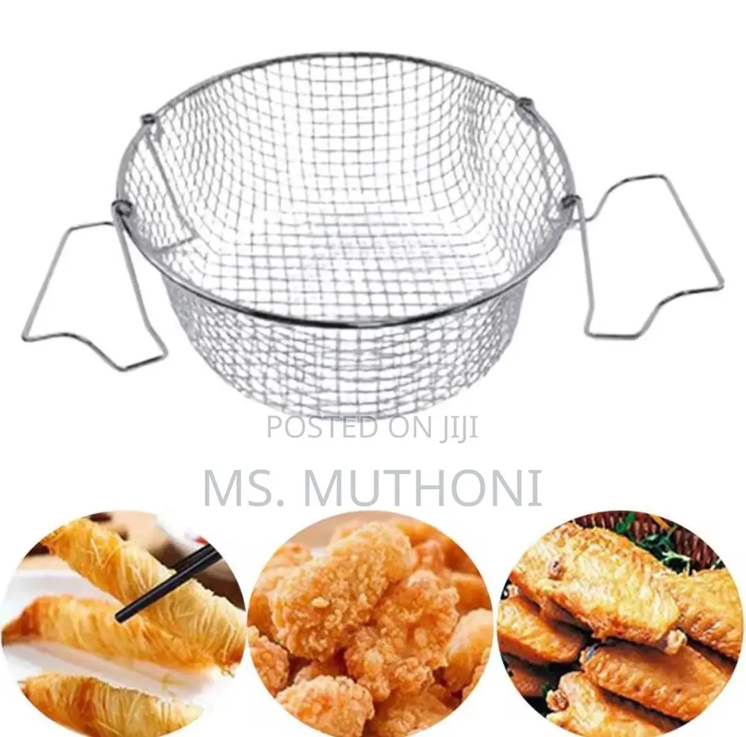 Round Stainless Steel Deep Fry Basket.