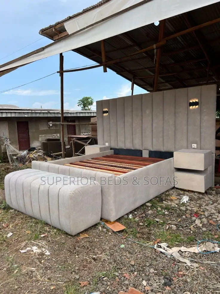 5x6 Premium White Cream Channel Bed