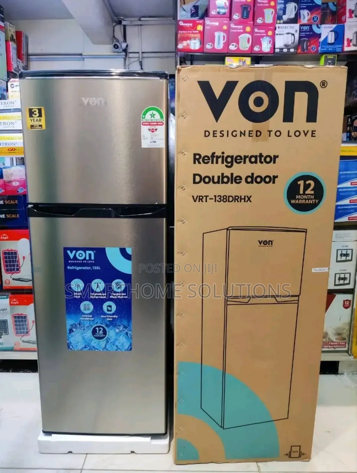Von 138litres Double Door Refrigerator
