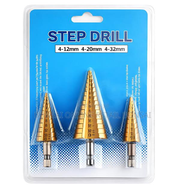 HSS Titanium Step Cone Drill Bits 3pcs 4–12/20/32mm Hex Shank