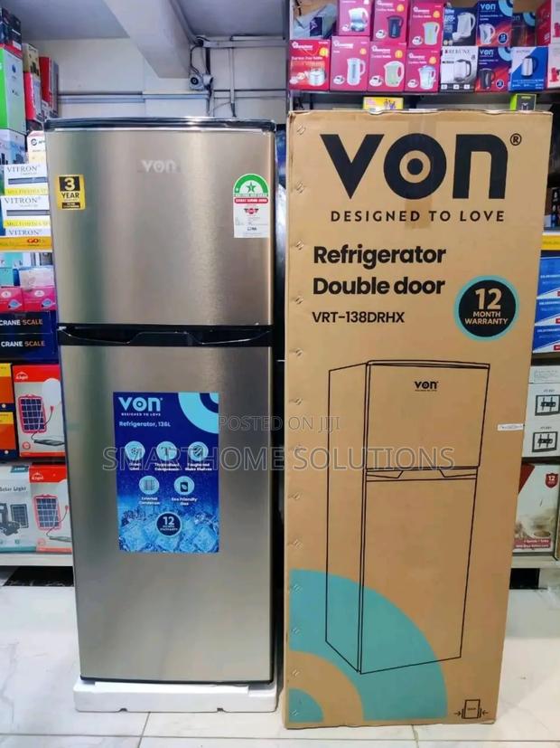 Von 138ltrs Double Door Refrigerator (Grey) Vnf/138l