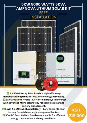 5kw 5000watts 5kva Ampnova Lithium Solar Kit With Hybrid Inverter