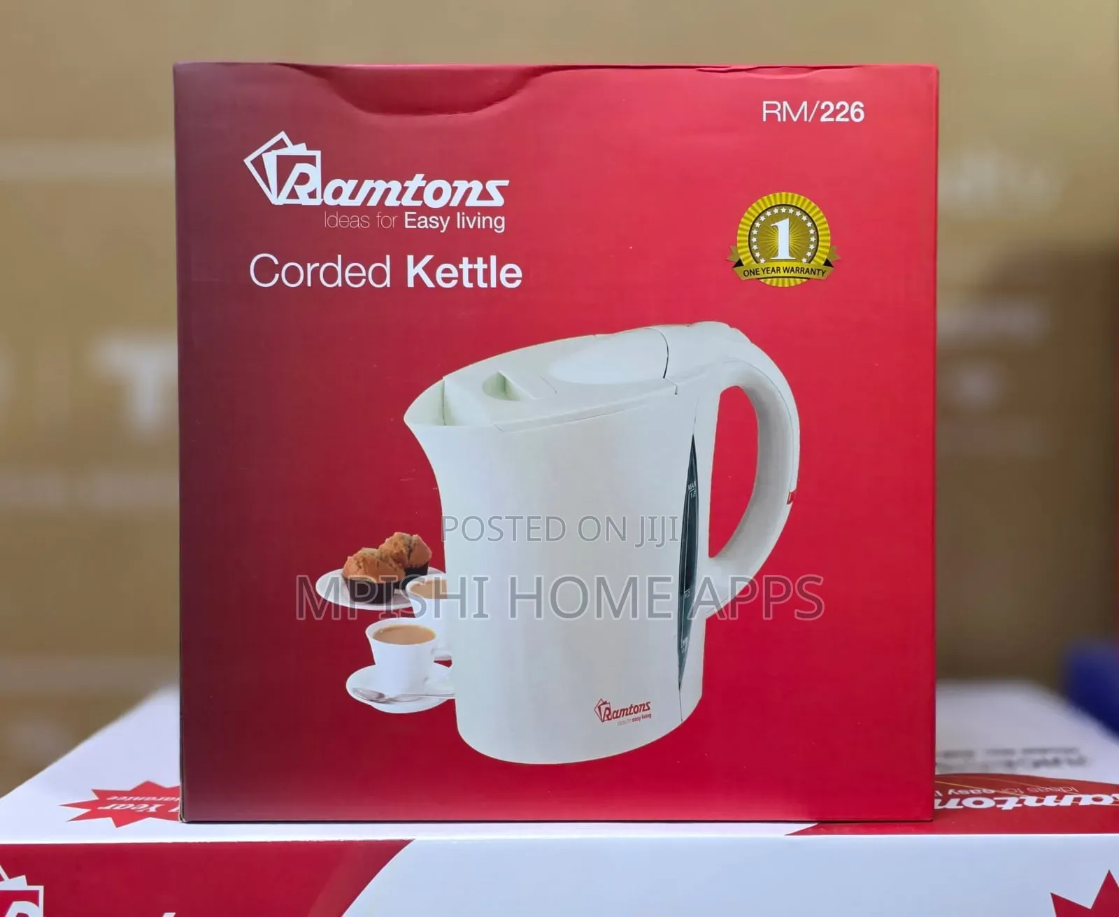 Corded Electric Kettle 1.8 Liters White- Rm/226