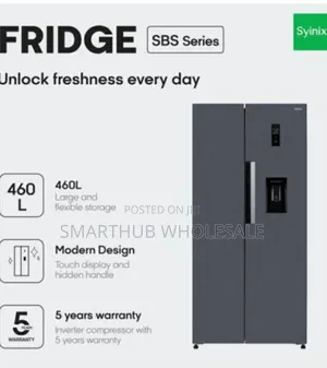 Syinix 460 Litres,Side by Side Fridge With Water Dispenser