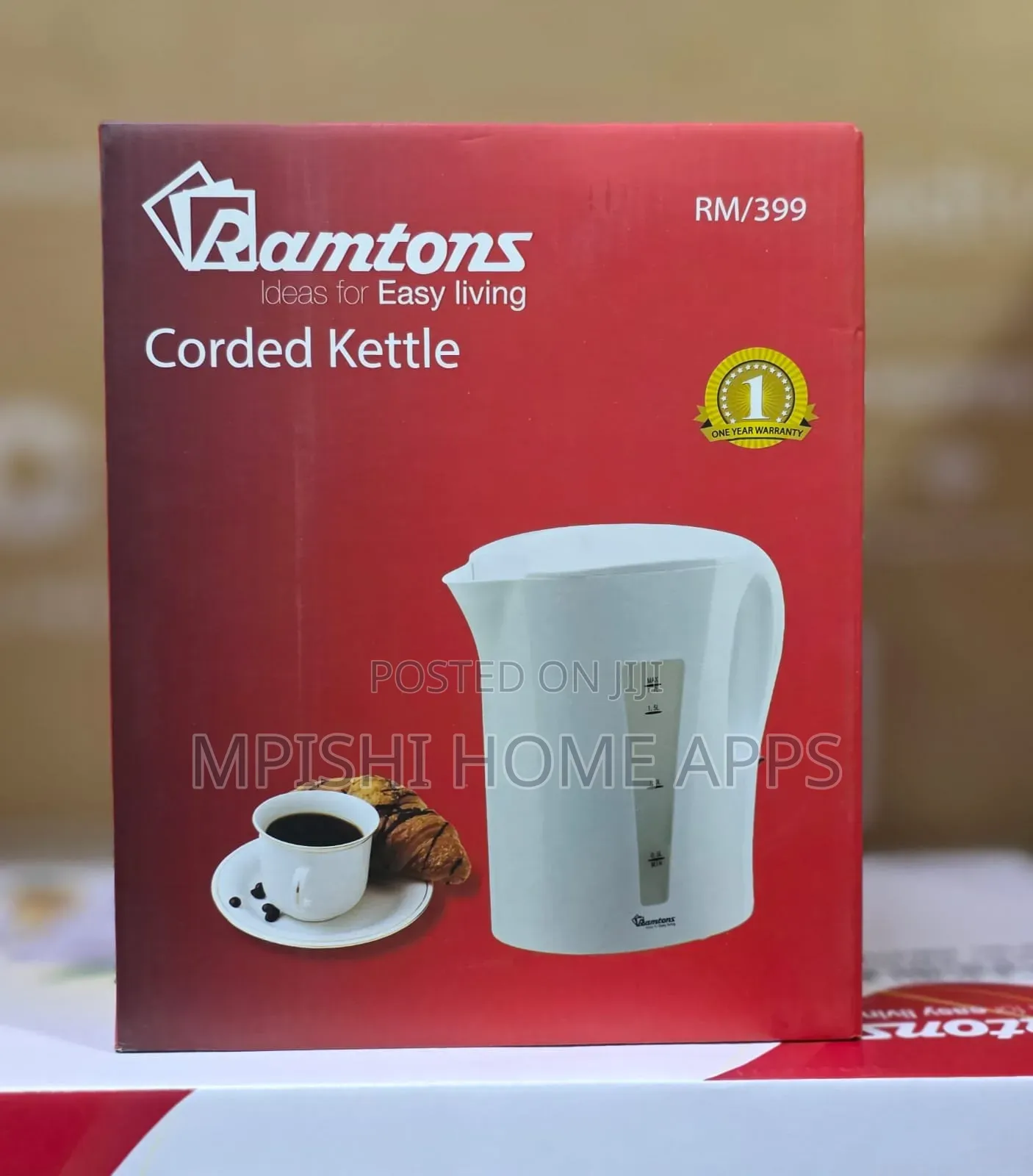Corded Electric Kettle 1.7 Liters White- Rm/399