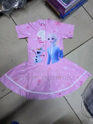 Pink Frozen Short With Dress Swimming Costumes for Girs