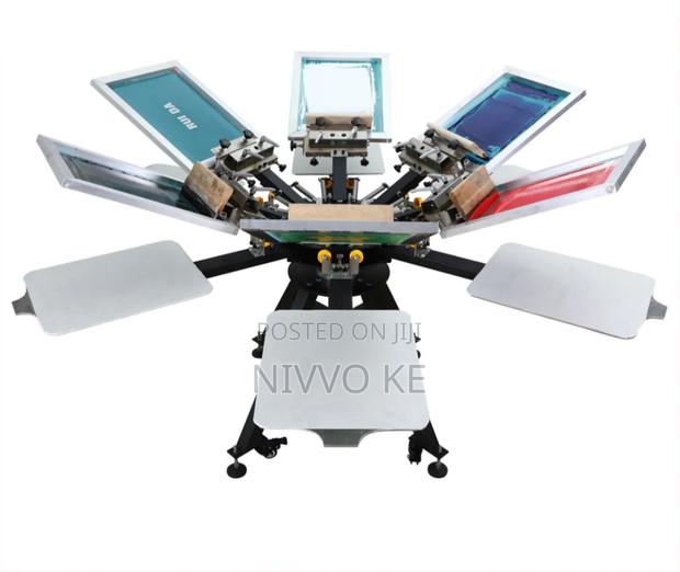 6-Color Carousel Screen Printing Press With Six Working Stations - main view