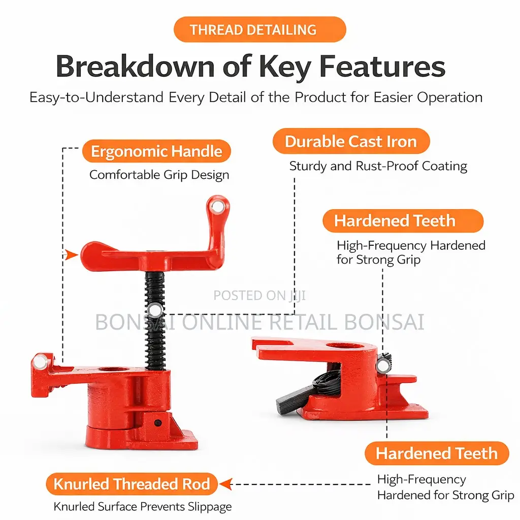 3/4 Inch Heavy Duty Pipe Clamp for Woodworking Projects