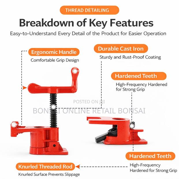3/4 Inch Heavy Duty Pipe Clamp for Woodworking Projects - thumbnail 2