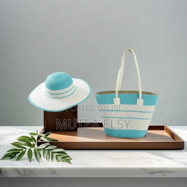 White,Pink,Blue,Green Brawn Ladies Summer Hat Bag Sets - thumbnail 5