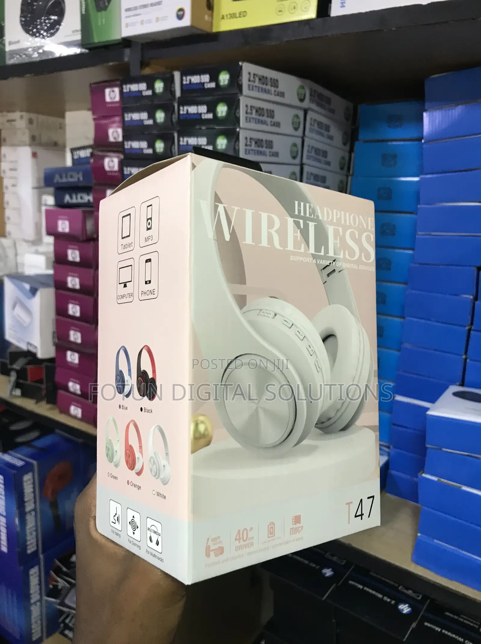 T47 Colorful on-Ear Headphones - Wireless, Comfort Fit, 20h Battery