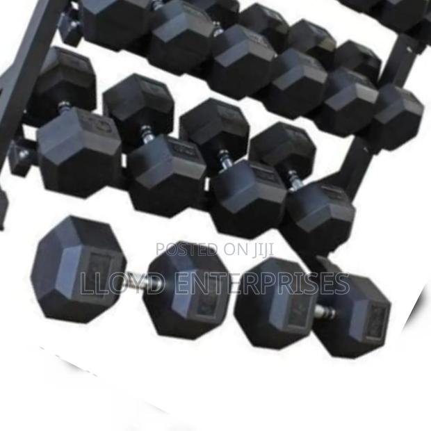 5 Kg Rubber Coated Hexagonal Dumbells