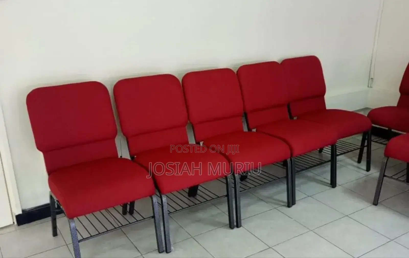 Red Upholstered Stackable Chairs,