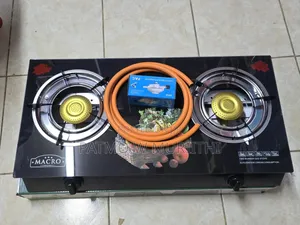 Macros Two Burner Gas Cooket Glass Top With Pipe and Regulator